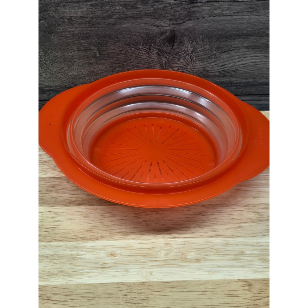 Tupperware Orange Collapsible Colander Strainer 5857B-4 Space Saving Kitchen